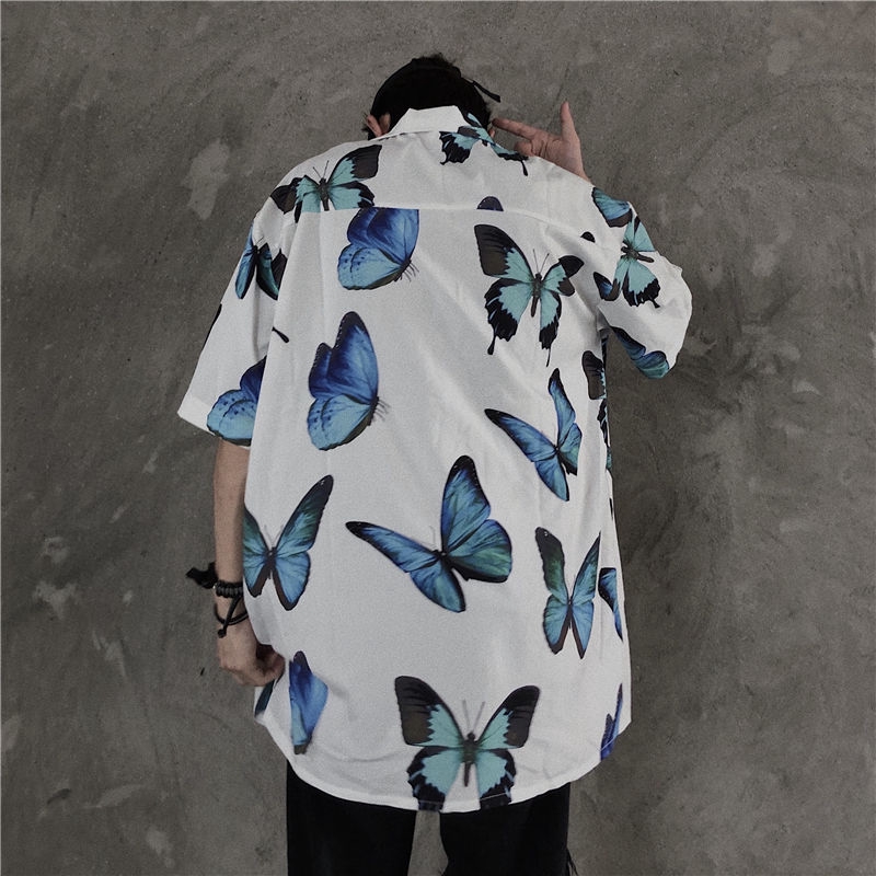 Áo sơ mi ngắn tay in hình bướm xinh xắn 237011Áo sơ mi tay lửng dáng rộng in hoa giản dị dành cho nam | BigBuy360 - bigbuy360.vn