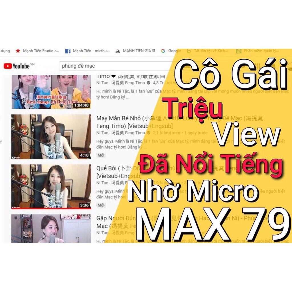 [Hàng Xịn Giá Siêu Mịn] Micro thu âm MAX 79 cao cấp - hát karaoke, thu âm chuyên nghiệp, livetream bán hàng hút khách