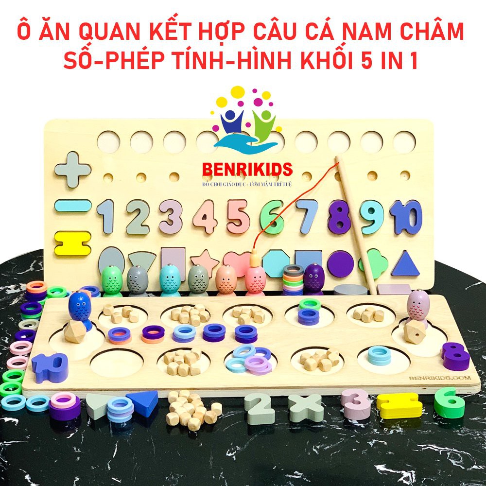 Đồ Chơi Gỗ 2 Trong 1 Trò Chơi Dân Gian Ô Ăn Quan Kết Hợp Câu Cá Nam Châm Kèm Hình Khối Cho Bé Phát Triển Toàn Diện