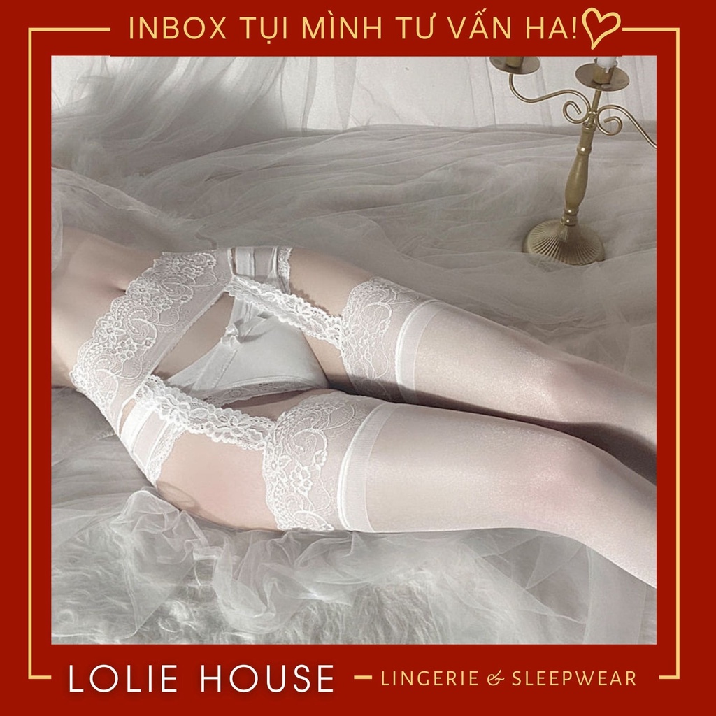 Quần tất đùi ren lưới sexy phối dây kẹp tất bản lưng chống tụt garter cho nữ LOLIE HOUSE - QT10