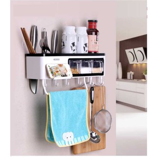 KỆ TREO ĐỒ NHÀ BẾP KÈM HŨ GIA VỊ ECOCO E1714
