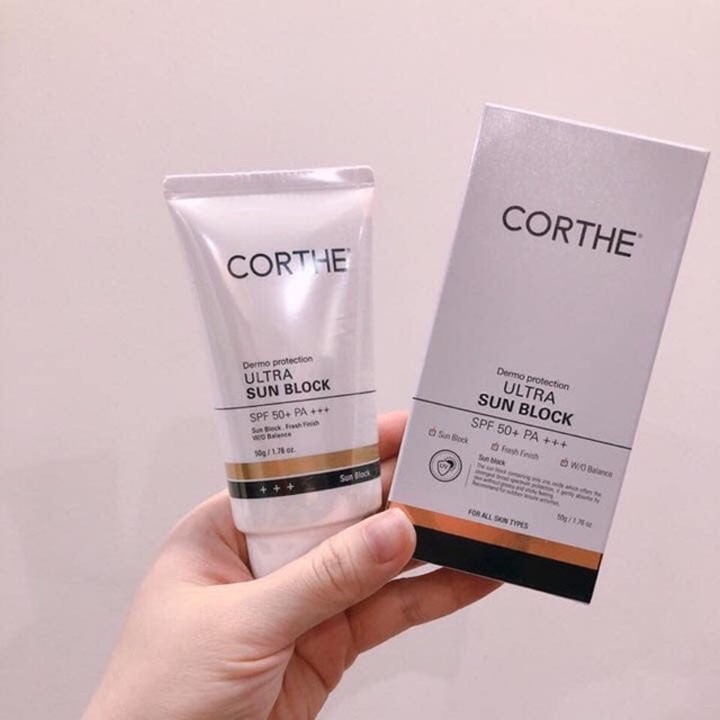 Kem chống nắng Corthe SPF50+ PA+++ 50gr Hàn Quốc Zuka Beauty giúp bảo vệ da ngăn tia cực tím