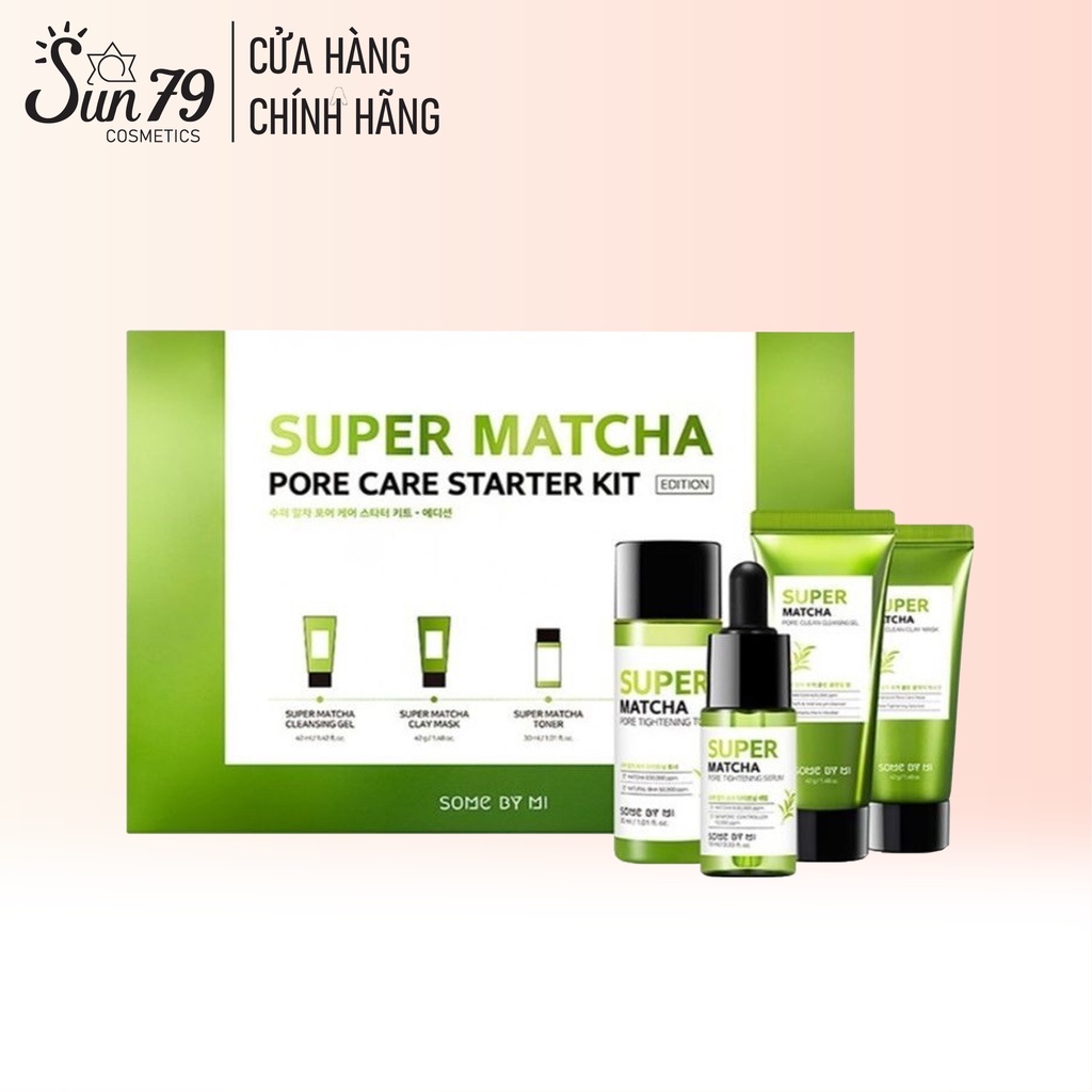 Bộ Kit 4 Món Se Khít Lỗ Chân Lông, Cải Thiện Mụn Đầu Đen, Some By Mi Super Matcha Pore Care Starter Kit (Edition)