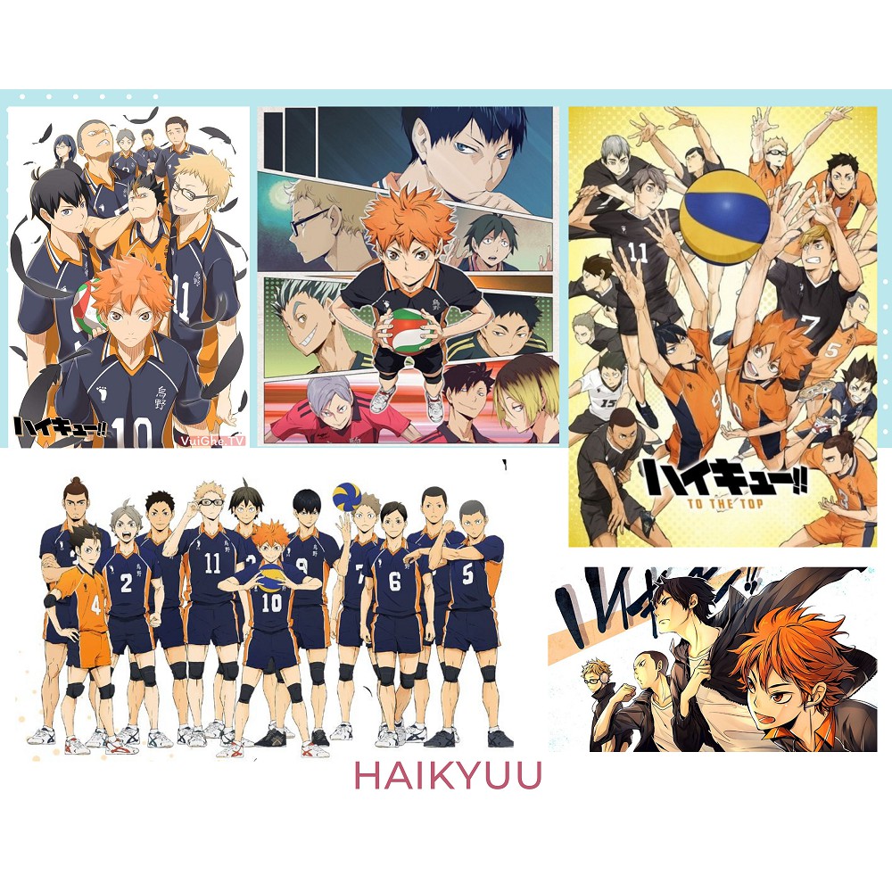 Postcard Haikyuu có dán sticker in hình anime - Quà Tặng