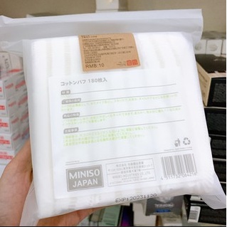 Bông Tẩy Trang MINISO Nhật Bản Túi 180 Miếng