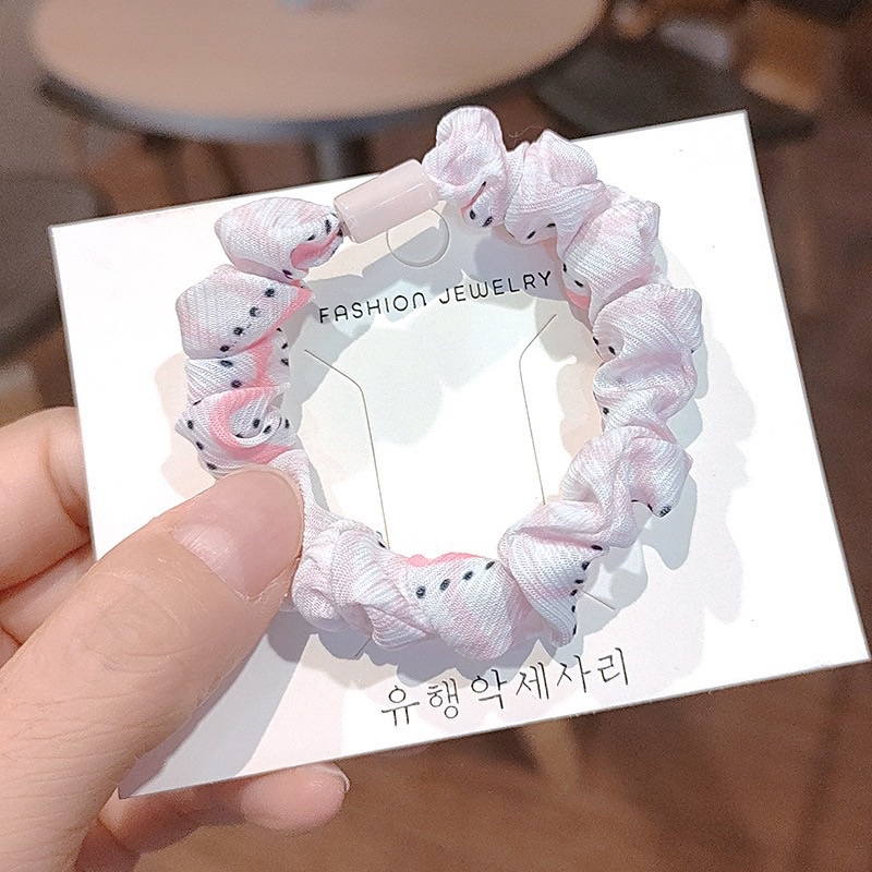 Dây Buộc Tóc Scrunchies Nhún Hoa Xinh Xắn