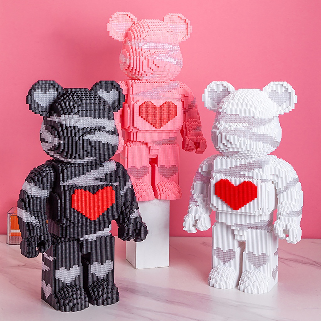 Combo 2 Mô Hình Lắp Ráp 3d Gấu Bearbrick 36cm Có Ngăn Kéo Đèn Búa Nhân Vật Khổng Lồ Size Cỡ To Lớn Chi Tiết Cute Đẹp Rẻ