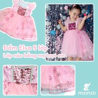 Đầm công chúa Elsa 5 lớp (tặng kèm áo choàng)