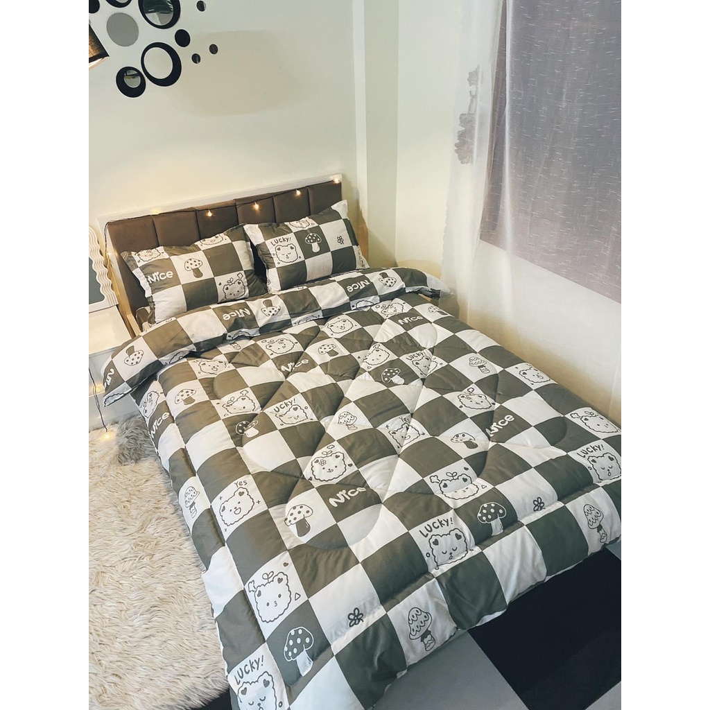 Bộ chăn ga gối Gấu Nice Cotton Poly, Set chăn ga gối Gấu Nice Cotton Poly tặng hạt xả vải