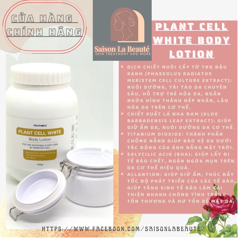 {Saison La Beauté}-Plant Cell White Body Lotion kem dưỡng body giúp làm sáng và nuôi mịn da.