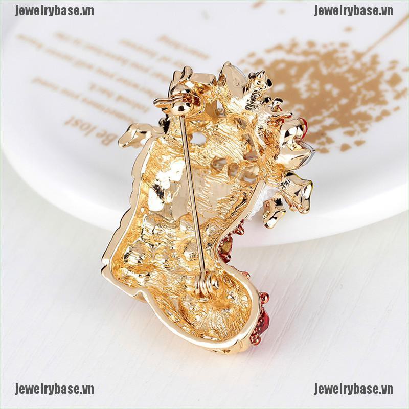 [Base] 1X New Rhinestone Crystal Christmas Stocking Boot Pin Brooch Xmas Gift Gold Tone [VN] | BigBuy360 - bigbuy360.vn