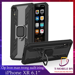 Ốp lưng iPhone XR iRON MAN IRING TRONG SUỐT Nhựa PC cứng viền dẻo chống sốc