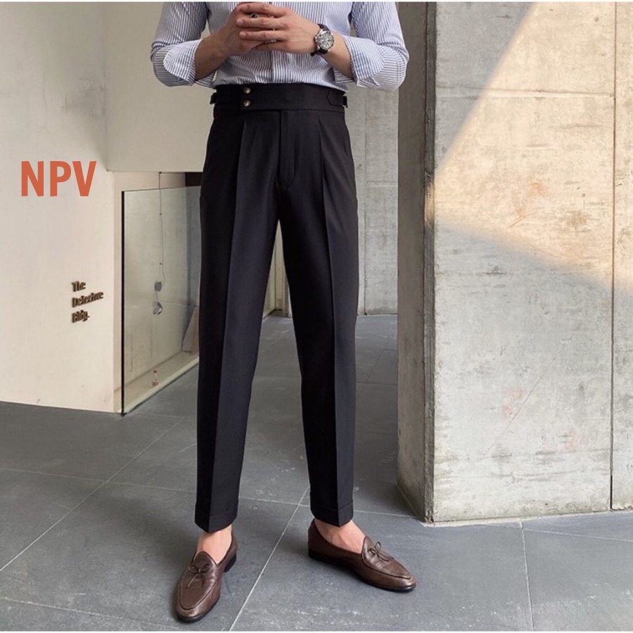 Quần baggy nam cạp cao NPV ống rộng vải Hàn cao cấp, co giãn phân loại tây âu lịch lãm