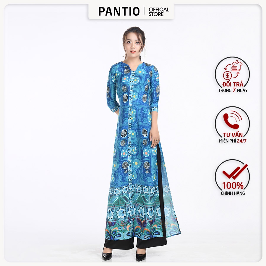 Áo dài chất liệu lụa cát họa tiết nổi bật dáng ôm BDA10038- PANTIO