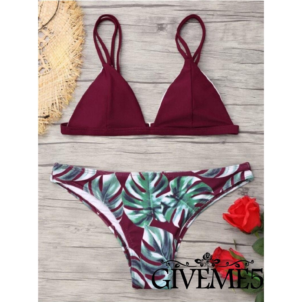 Bộ bikini họa tiết in hoa lá trẻ trung cho nữ | BigBuy360 - bigbuy360.vn