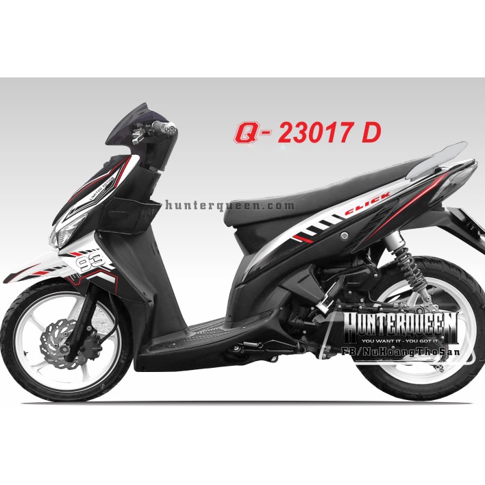 Tem rời Click 110. dán xe màu trắng, sợi chỉ đỏ, số 93. Thay đổi màu sắc và chi tiết theo yêu cầu