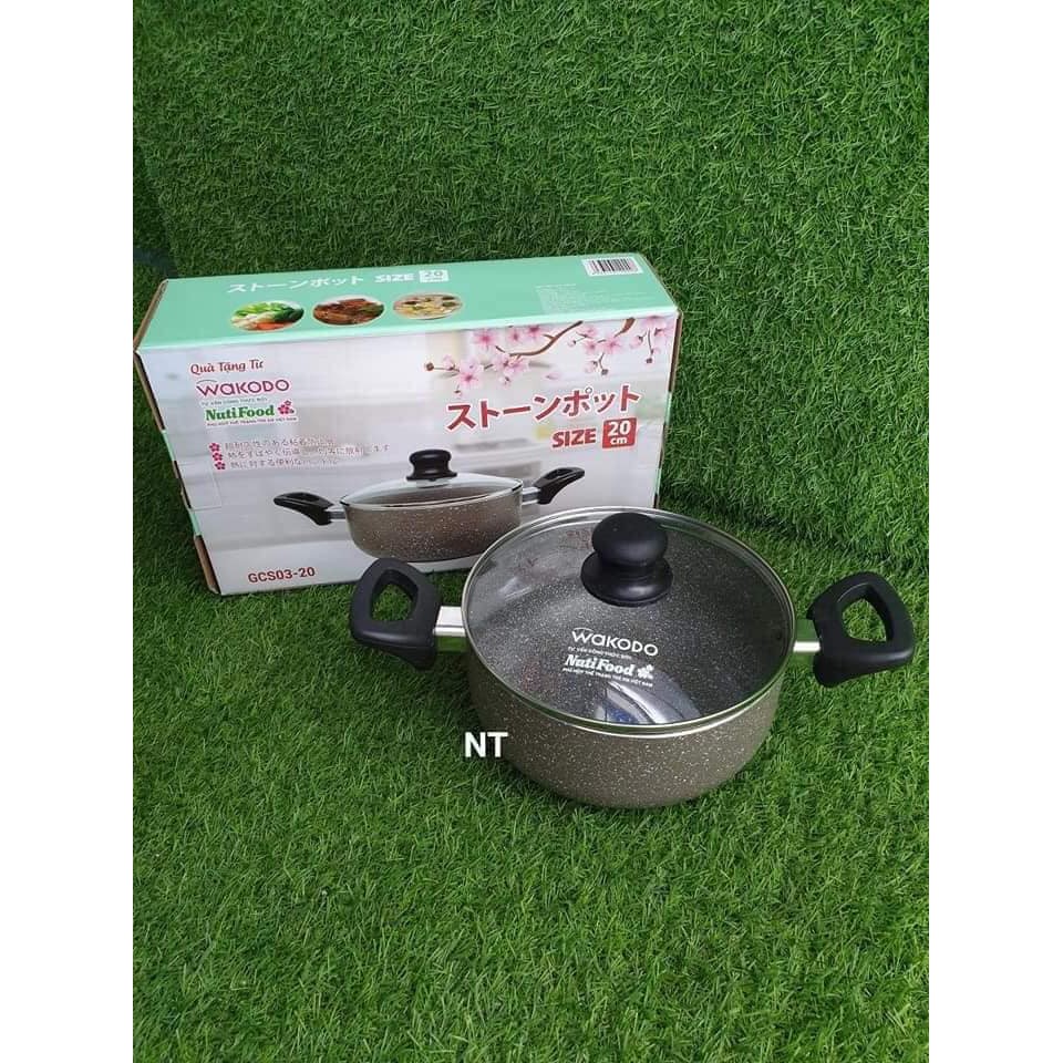 Nồi Green cook vân đá chống dính 20 cm - Hàng khuyến mãi WAKADO/Nutifood