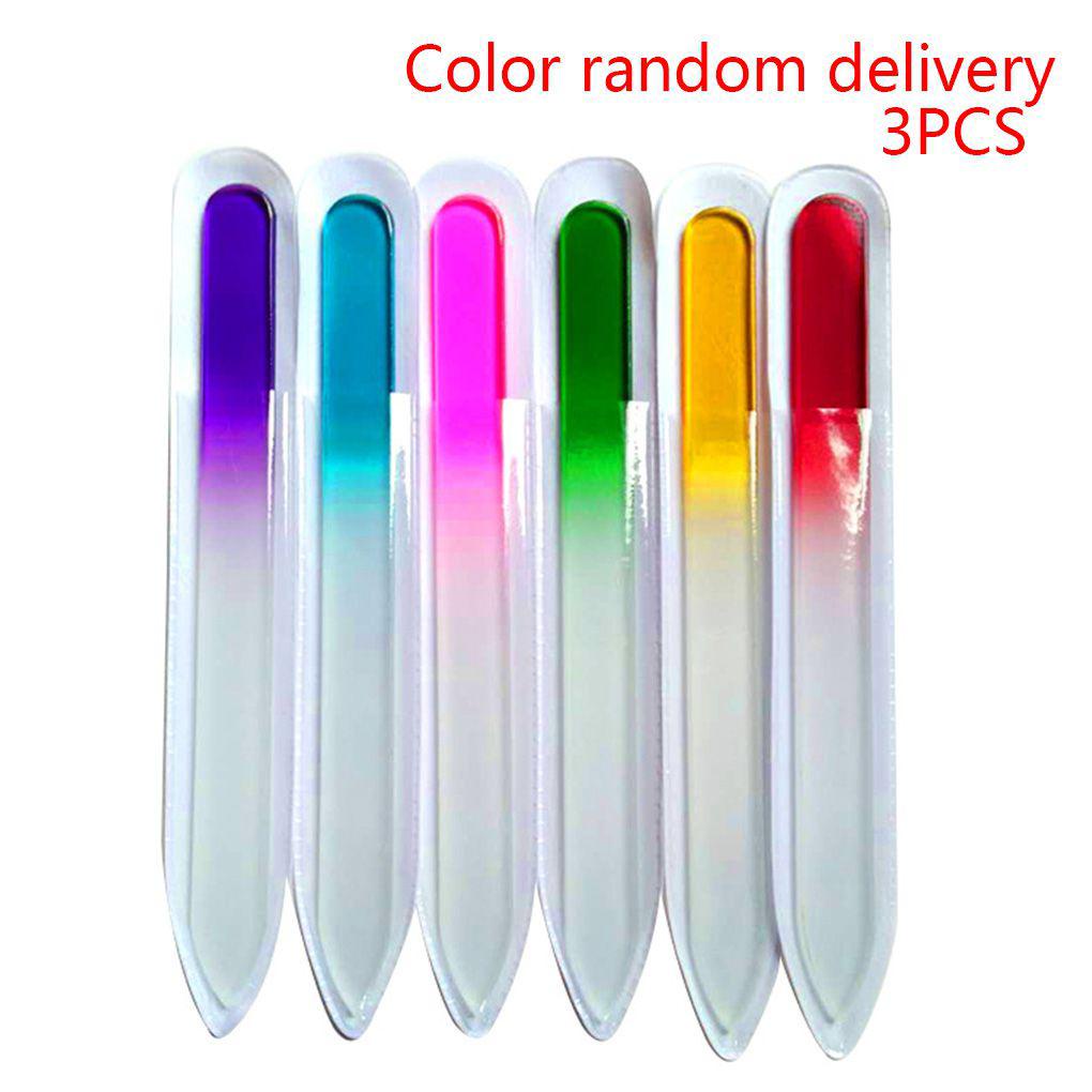 Set 3 Cây Dũa Móng Tay Bằng Thủy Tinh Màu Sắc Ngẫu Nhiên Thời Trang 2019