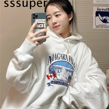 Áo hoodie nữ dài tay dáng rộng phong cách Hàn Quốc xinh xắn cho nữ