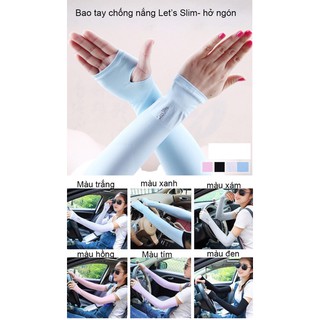 Găng tay thun lạnh chống nắng xỏ ngón - găng tay chống tia UV Let's Slim Hàn Quốc