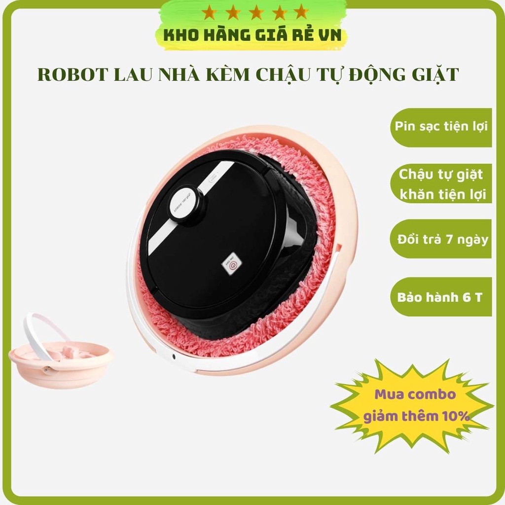 Robot lau nhà máy lau nhà thông minh thế hệ thứ 3 với hai chế độ lau khô và ướt tích hợp chậu tự động MODEL 027