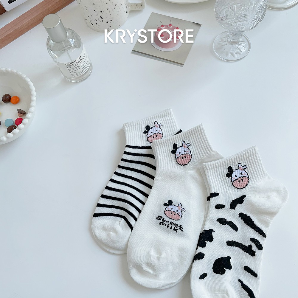 Tất bò sữa ngắn cổ chất đẹp hình cute dễ thương phong cách Hàn Quốc NC19