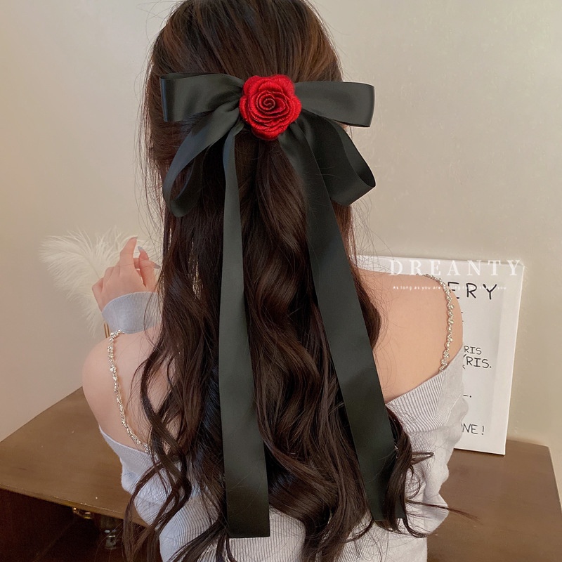 Kẹp Tóc Vải Satin Hình Hoa Hồng Phong Cách Pháp Thời Trang Cho Nữ