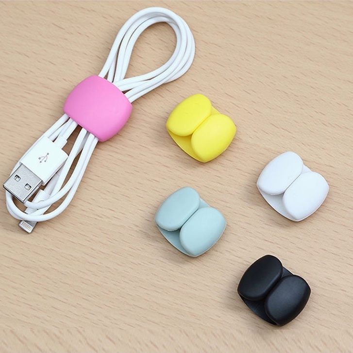 Bộ 8 Kẹp Cố Định Dây Cáp / Bàn Phím / Tai Nghe Bằng Silicone Nhiều Màu Tiện Dụng