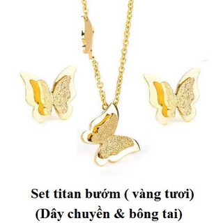 Set dây chuyền bông tai titan bướm TT2518