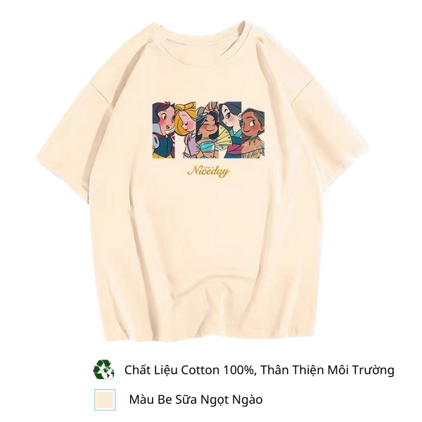 Áo Thun Tay Lỡ In Hình Công Chúa Disney, Hàng Cao Cấp, Mặc Mát Thấm Hút Mồ Hôi, 3 Size Tha Hồ Lựa Chọn