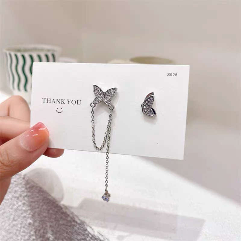 Khuyên tai nạm đá nhân tạo Bông 2 đôi cá tính sang chảnh 2 chiếc khác nhau