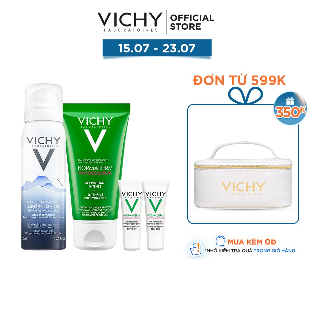 Bộ trải nghiệm dưỡng da dành cho da dầu mụn Vichy Normaderm Phytosolution