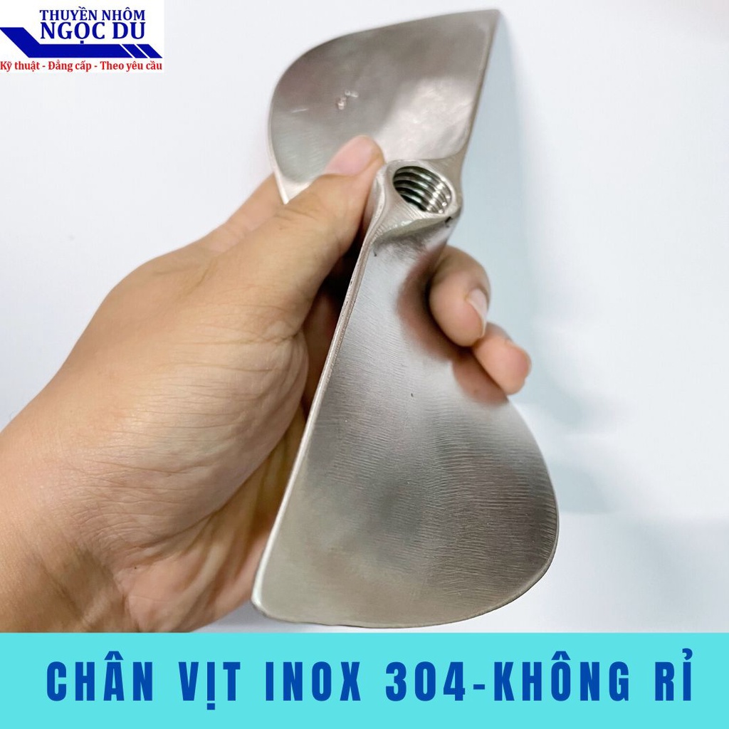 Chân Vịt Inox 2 Cánh 6.5hp, Cánh Xéo, Lỗ Ren 14mm, Dùng Cho Động Cơ Xăng, Chân Vịt Chạy Thuyền, Chạy Xuồng