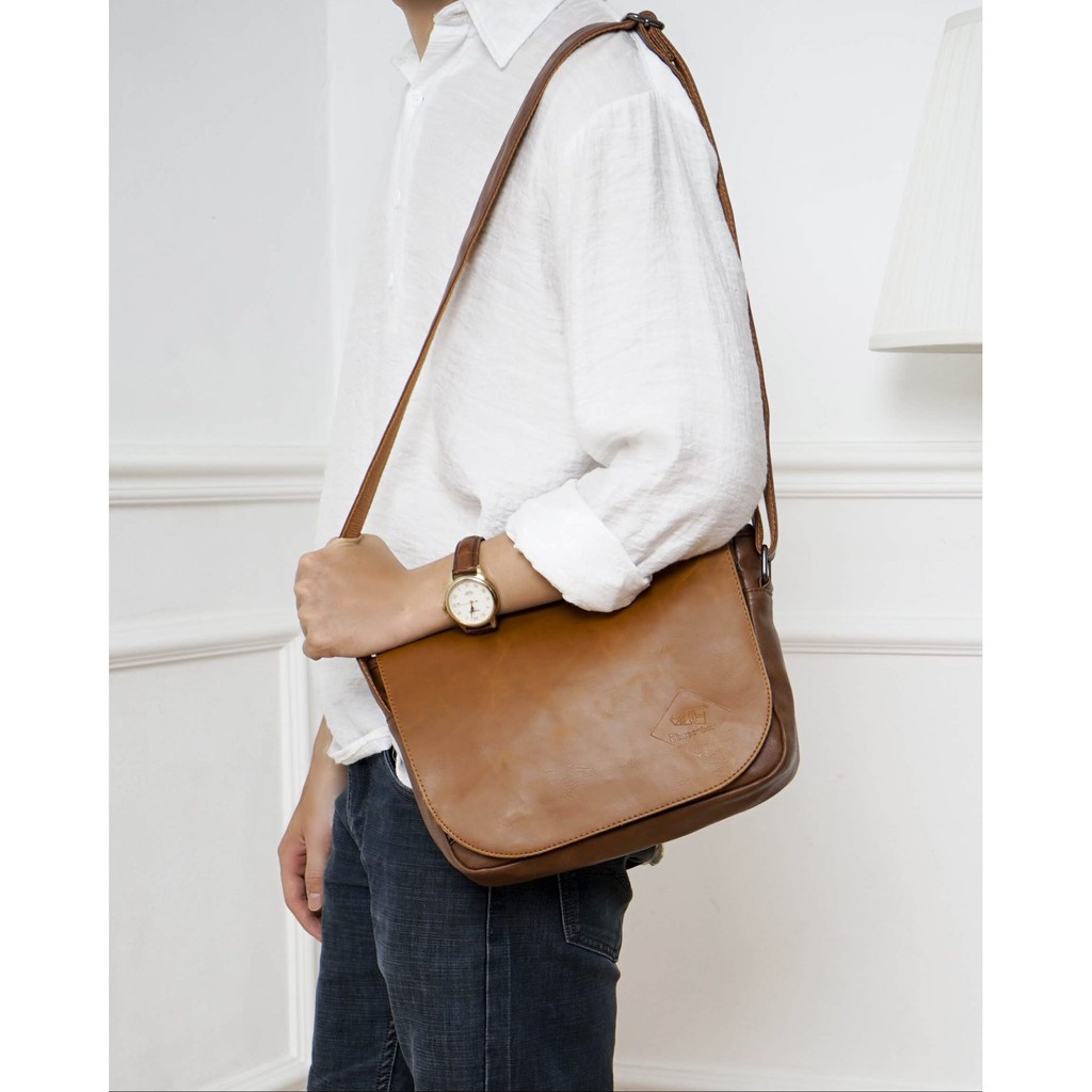 Túi chéo da Unisex nhiều màu, thiết kế basic