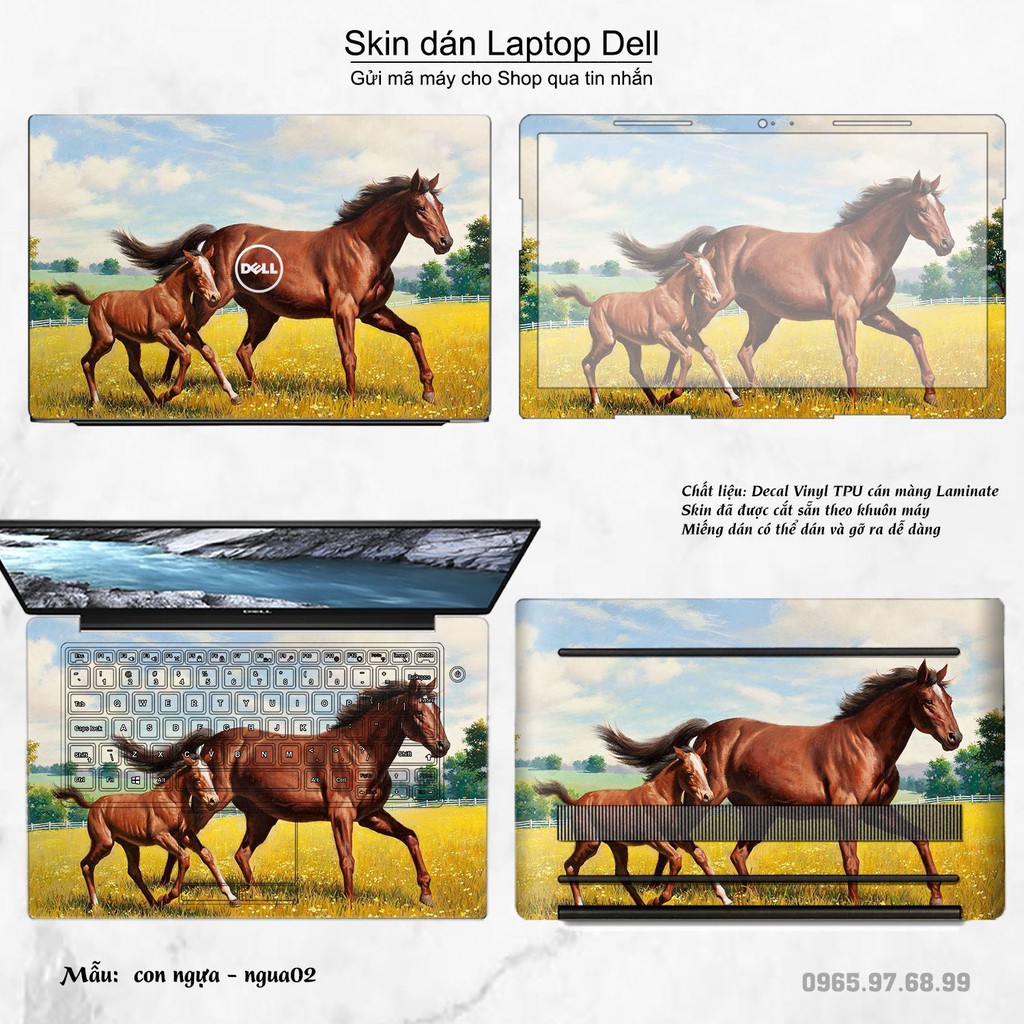 Skin dán Laptop Dell in hình Con ngựa (inbox mã máy cho Shop)