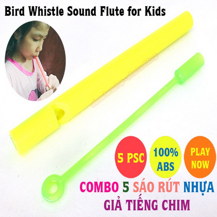 Combo 5 Sáo Rút Giả Tiếng Chim Bằng Nhựa An Toàn Cho Trẻ Sử Dụng Ngay Không Nhúng Nước