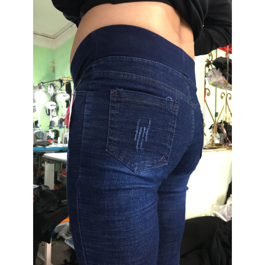 Quần bầu jeans thật cạp chéo có chun chỉnh bụng hàng đẹp (kèm ảnh thật)