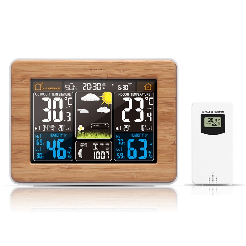 zong  Forecast Weather Station Digital Alarm Clock RF Wireless Indoor Temperature Humidity Meter Barometer