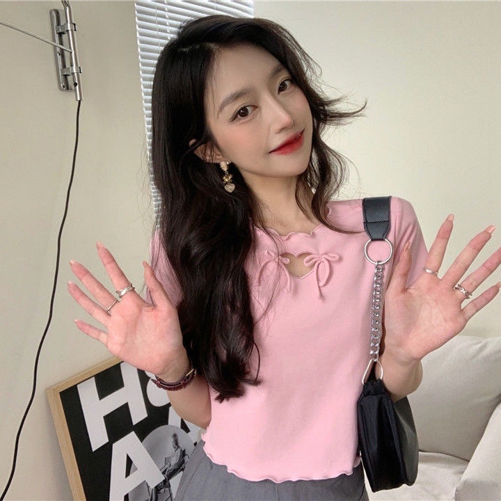 Áo Thun Nữ Dài Tay Cổ Tròn In Hình Trái Tim Thời Trang Hàn