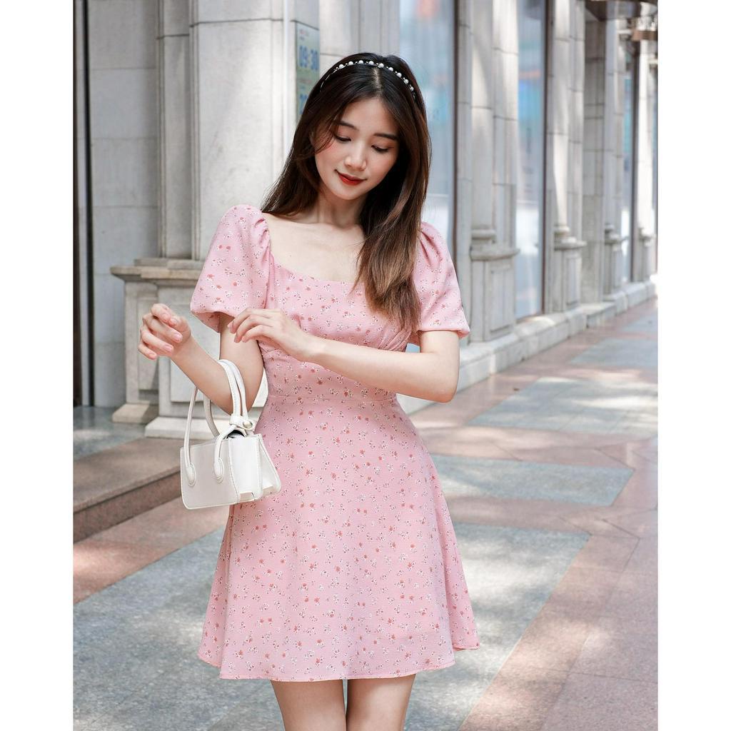 Đầm HANARI - Đầm hoa nhí tay bồng