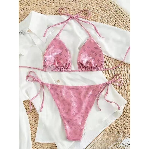 DUNEA Bộ Đồ Bơi Hai Mảnh Màu Hồng In Họa Tiết Dành Cho Nữ