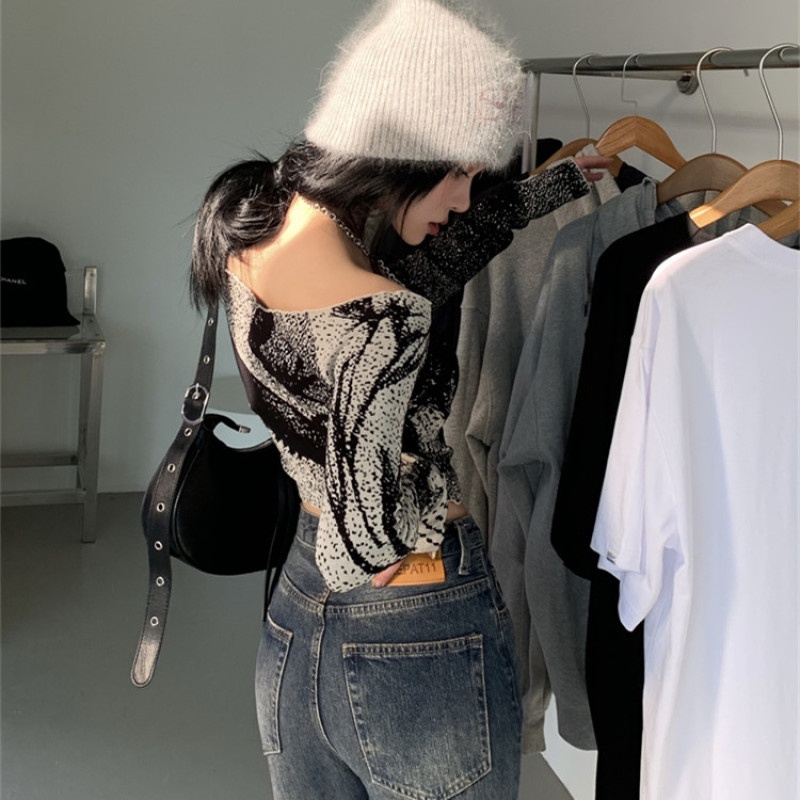 Áo Dệt Kim Nữ Tay Dài Hở Vai Thời Trang