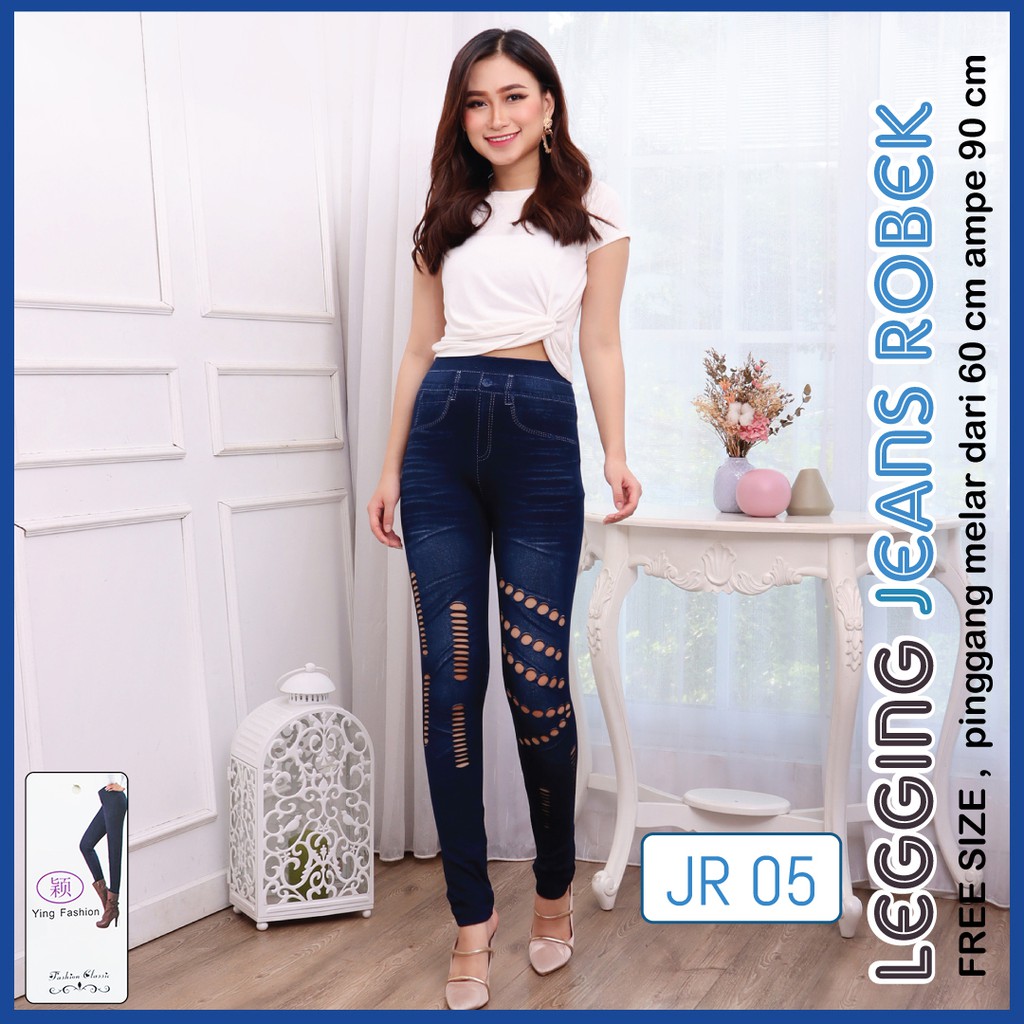 Quần Legging Giả Jean Rách Thời Trang Jr05