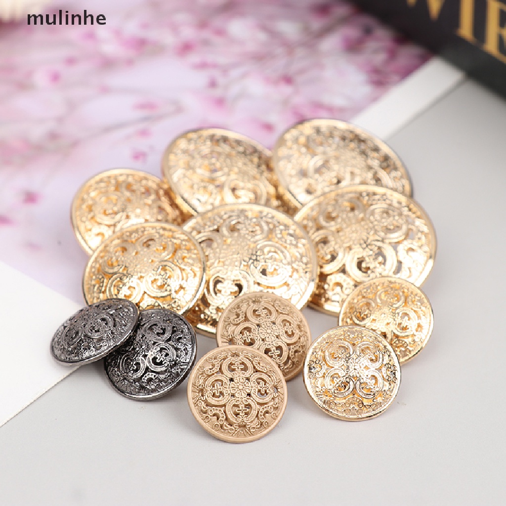 Set 10 Nút Áo Bằng Kim Loại Họa Tiết Chạm Khắc Tinh Xảo