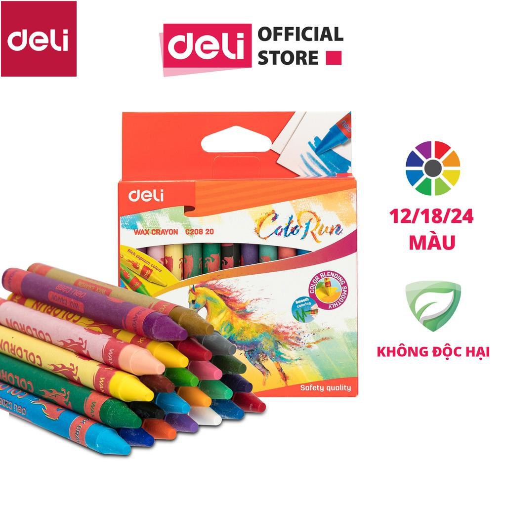 Bút sáp nến Deli - 12 màu/18 màu/24 màu - 1 hộp - EC20800/EC20810/EC20820 [Deli]