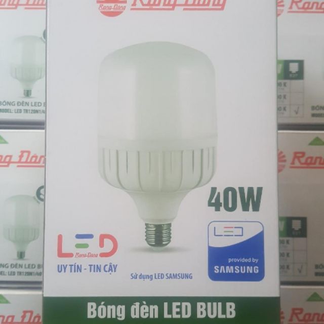 Bóng đèn led hình trụ 20w 30w 40w Rạng Đông thân nhôm ánh sáng trắng đuôi chuẩn E27, bao bảo hành 1 năm