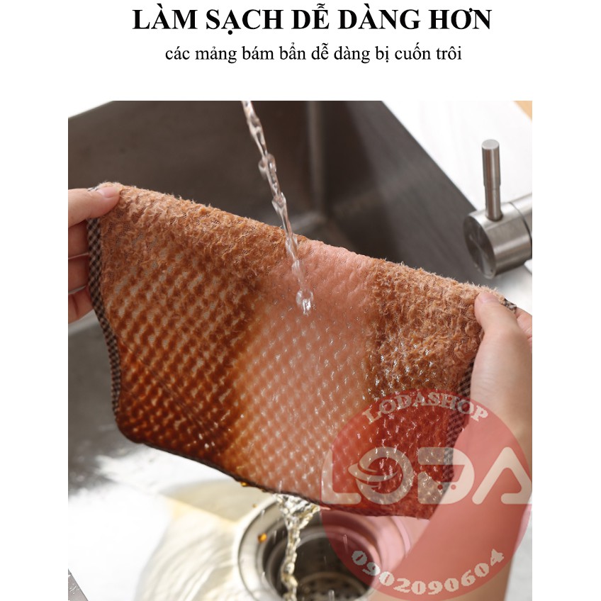 Khăn lau bát nhung lông cừu san hô 25x25 LODASHOP Có móc treo siêu thấm hút, mảng bám bẩn dễ trôi,