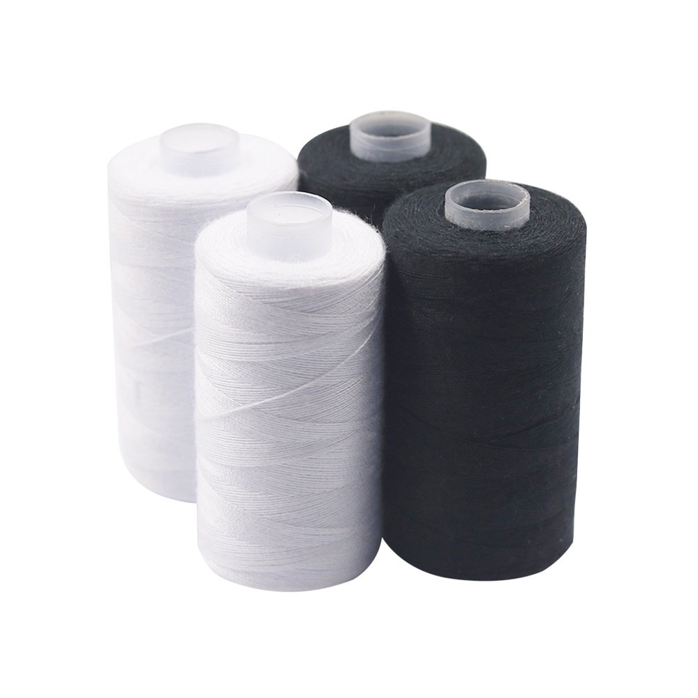 Cuộn Chỉ May Dài 500M Chất Liệu Polyester Màu Trắng Đen