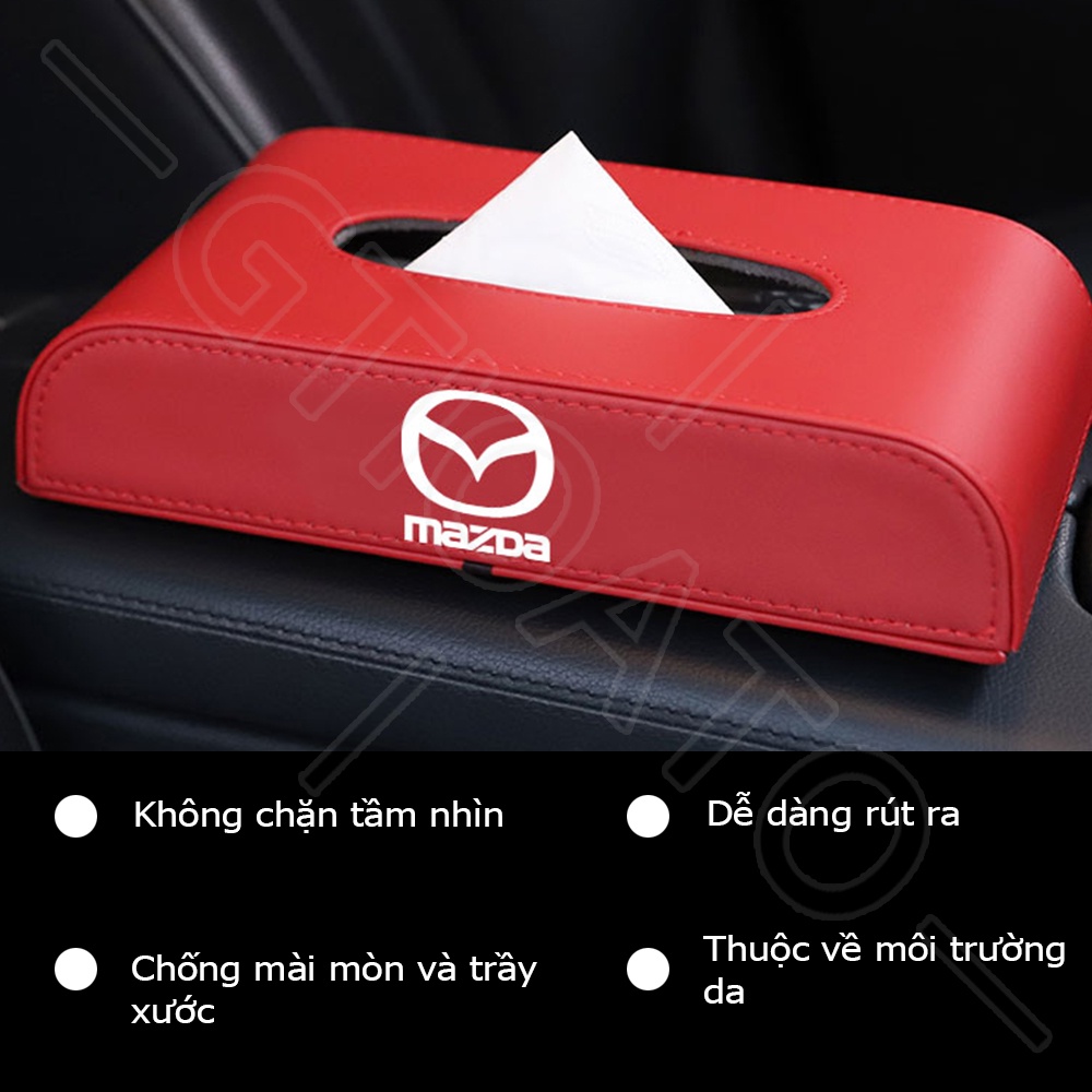 GTIOATO Hộp Đựng Khăn Giấy Ô Tô HộP ĐựNg GiấY ĂN TrêN Ô Tô HộP ĐựNg GiấY TrêN Xe Ô Tô Hộp Khăn Giấy Ô Tô HộP ĐựNg Đồ TrêN Ô Tô Trang Trí NộI ThấT Ô Tô Cho Mazda 3 5 CX7 MX5 6 Wagon CX5 2 RX7 CX30 CX-3 CX8 CX3 Atenza BT50