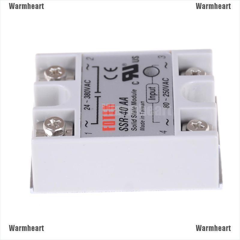 Warmheart Solid State Relay SSR-40AA 40A AC Relais 80-250V TO 24-380VAC AC SSR
